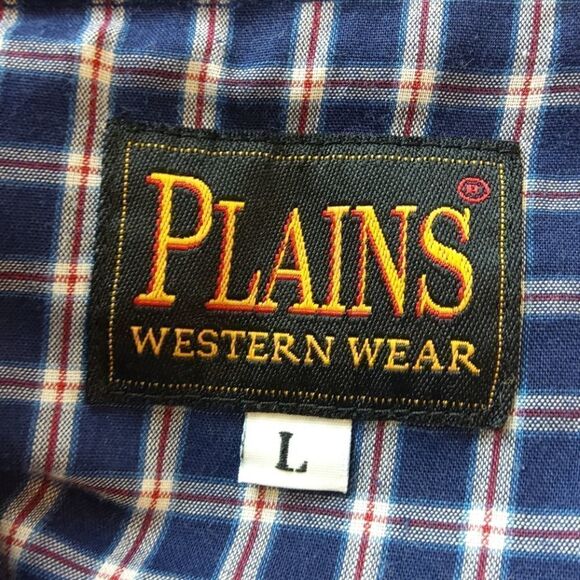 (3/$20) Plains blue plaid Pearl snap shirt - Picture 13 of 13